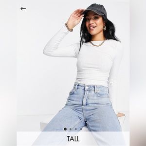 ASOS DESIGN Tall lettuce edge crop t-shirt in white